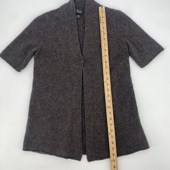 Eileen Fisher PM Merino Wool Blend Cardigan Brown Short Sleeve med petite - Picture 7 of 8
